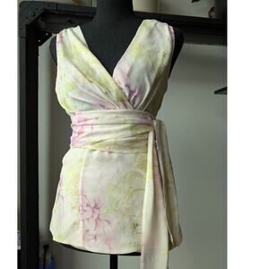 BODY by Victoria Silk Floral Top Sleeveless Wrap Size Medium Beachy Y2K 90s